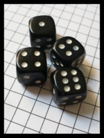 Dice : Dice - 6D - Set of 4 Black Pillow Shaped With White Pips